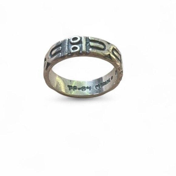 Engraved Sterling Silver ring from mexico - Picture 4 of 5